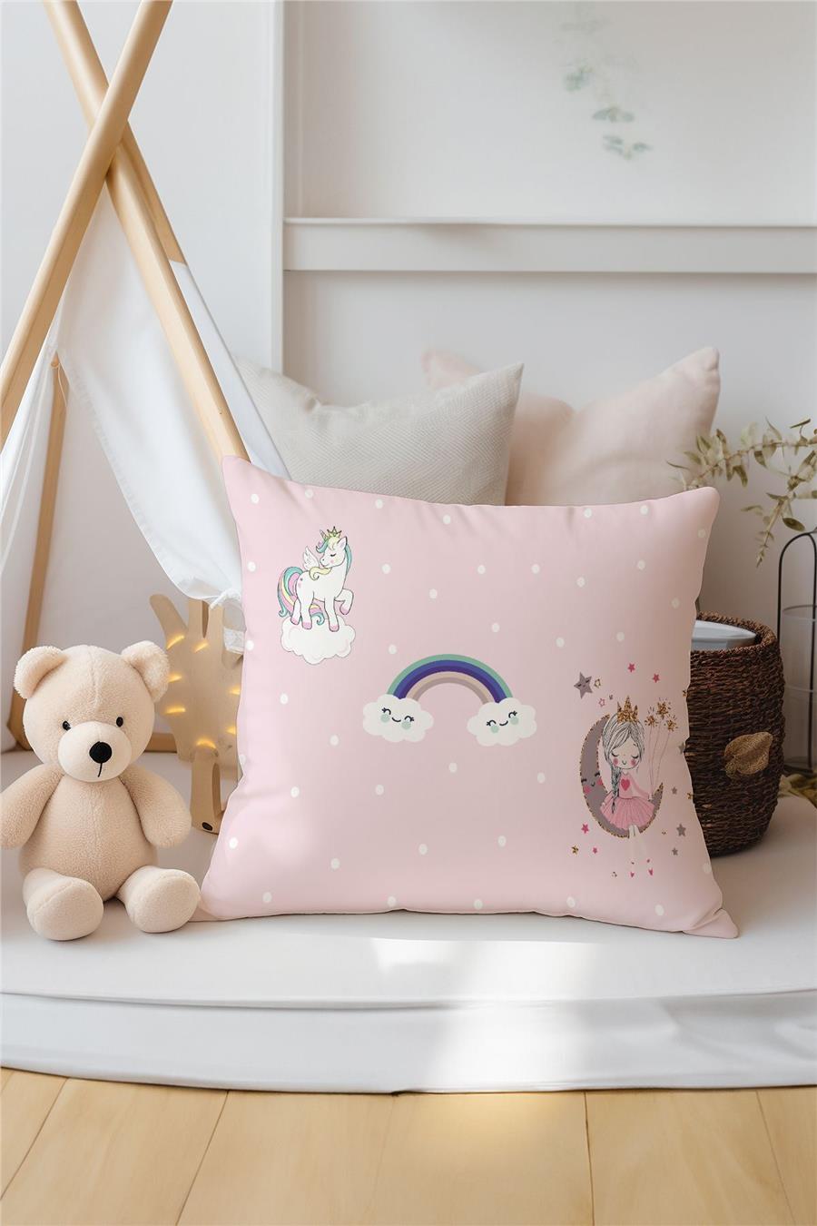 Unicorn'Lu Prenses'Li Desenli Çocuk Ve Bebek Odası 3'Lü Kırlent Kılıfı Tlakr-281