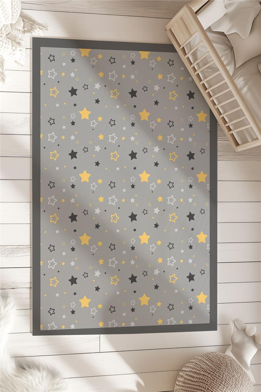 Yıldız Desenli Çocuk Ve Bebek Odası Dekoratif Halı Tlh-139