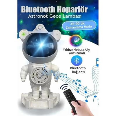 Astronot Işıklı Galaksi Samanyolu Projeksiyon Gece Lambası ve Hoparlörlü