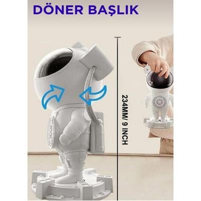 Astronot Işıklı Galaksi Samanyolu Projeksiyon Gece Lambası ve Hoparlörlü