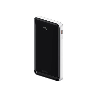 Baseus 10.000mAh 20W USB-C PD Manyetik Kablosuz Hızlı Şarj Katlanabilir Standlı Powerbank - Beyaz