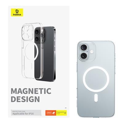 Baseus Crystal Series MagSafe Destekli iPhone 16 Uyumlu Telefon Kılıfı - Şeffaf