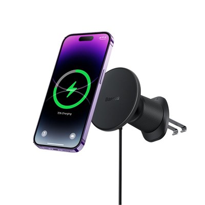 Baseus CW01 15W MagSafe Uyumlu Manyetik Kablosuz Hızlı Şarjlı Araç İçi Telefon Tutucu - Siyah