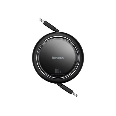 Baseus Free2Draw Mini 100W USB-C to USB-C 2 Metre Geri Çekilebilir Hızlı Şarj ve Data Kablosu - Siyah
