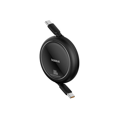 Baseus Free2Draw Mini 100W USB-C to USB-C 2 Metre Geri Çekilebilir Hızlı Şarj ve Data Kablosu - Siyah