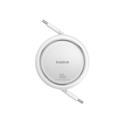 Baseus Free2Draw Mini 100W USB-C to USB-C 1.5 Metre Geri Çekilebilir Hızlı Şarj ve Data Kablosu - Beyaz