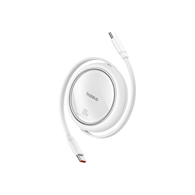 Baseus Free2Draw Mini 100W USB-C to USB-C 1.5 Metre Geri Çekilebilir Hızlı Şarj ve Data Kablosu - Beyaz