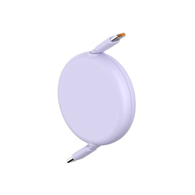 Baseus Free2Pull Mini 100W USB-C to USB-C 1 Metre Geri Çekilebilir Hızlı Şarj ve Data Kablosu - Mor