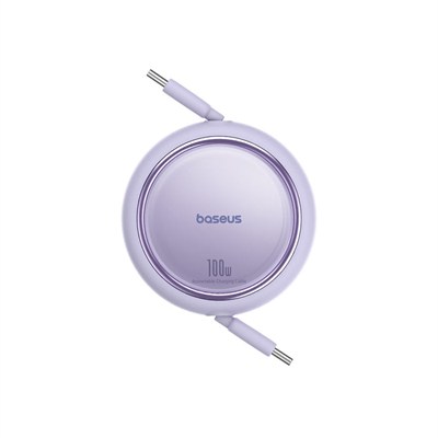 Baseus Free2Pull Mini 100W USB-C to USB-C 1 Metre Geri Çekilebilir Hızlı Şarj ve Data Kablosu - Mor