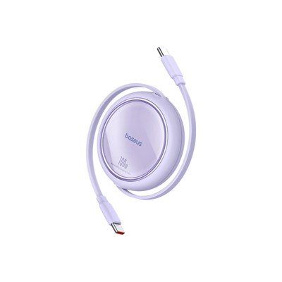 Baseus Free2Pull Mini 100W USB-C to USB-C 1 Metre Geri Çekilebilir Hızlı Şarj ve Data Kablosu - Mor
