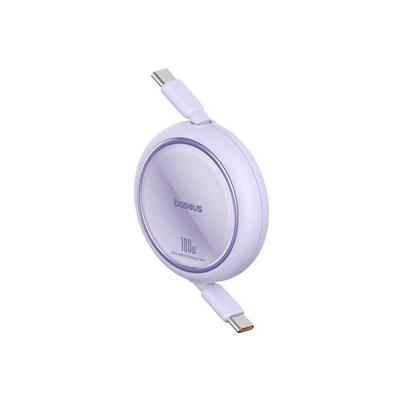 Baseus Free2Pull Mini 100W USB-C to USB-C 1 Metre Geri Çekilebilir Hızlı Şarj ve Data Kablosu - Mor