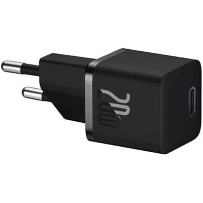 Baseus GaN5 Mini 20W USB-C PD Hızlı Şarj Adaptörü - Siyah