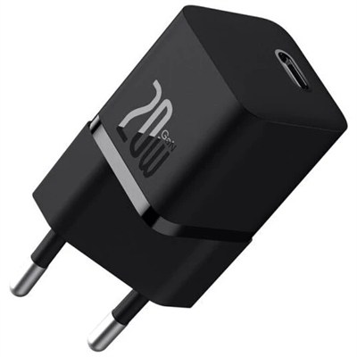 Baseus GaN5 Mini 20W USB-C PD Hızlı Şarj Adaptörü - Siyah