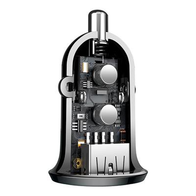 Baseus Grain Pro Çift USB Araç Şarj Cihazı 4.8A – Siyah