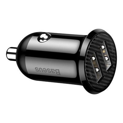Baseus Grain Pro Çift USB Araç Şarj Cihazı 4.8A – Siyah
