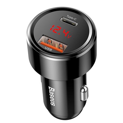 Baseus Magic Series 45W PPS PD QC 6A USB-C + USB-A Çift Port Hızlı Şarj Araç Şarj Cihazı - Siyah