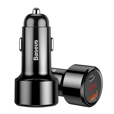 Baseus Magic Series 45W PPS PD QC 6A USB-C + USB-A Çift Port Hızlı Şarj Araç Şarj Cihazı - Siyah