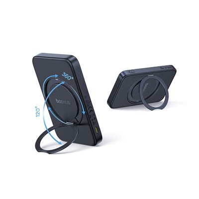 Baseus PicoGo 5.000mAh Qi2 15W Manyetik Kablosuz 20W USB-C PD Hızlı Şarj Standlı Powerbank - Siyah