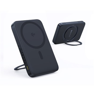 Baseus PicoGo 5.000mAh Qi2 15W Manyetik Kablosuz 20W USB-C PD Hızlı Şarj Standlı Powerbank - Siyah