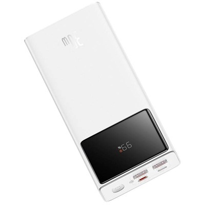 Baseus Star-Lord 20.000mAh 30W PD 3 Port Dijital Göstergeli Hızlı Şarj Powerbank - Beyaz