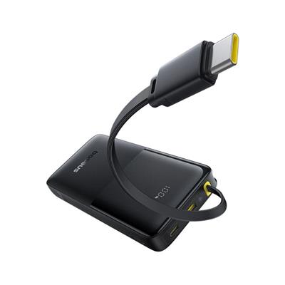 Baseus Bipow 2 10.000 mAh 20W Entegre USB-C Kablolu Powerbank – Siyah