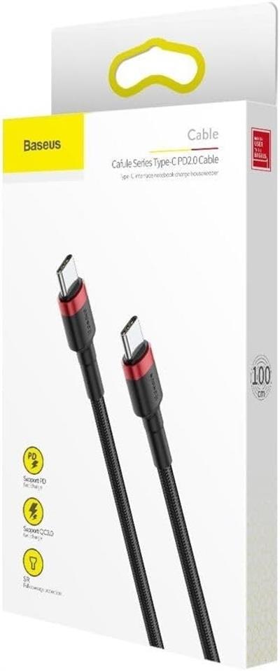 BASEUS Cafule PD 2.0 60W 3A 1M Type-C Kablo - Siyah