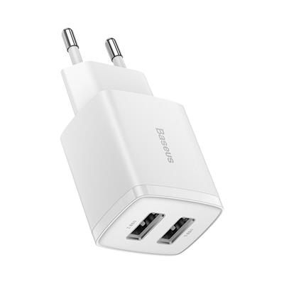 BASEUS Compact Dual 10.5W Hızlı Şarj Cihazı - Beyaz