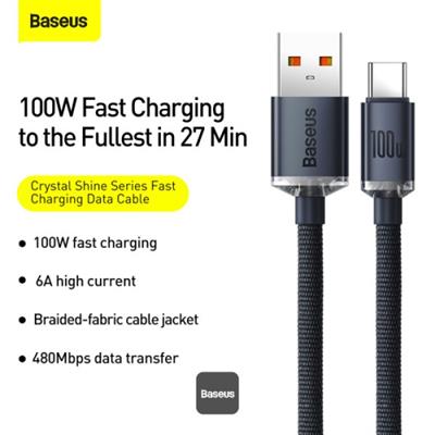 BASEUS Crystal Shine 100W Type-C Kablo 1.2M - Siyah