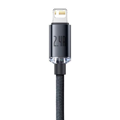 BASEUS Crystal Shine Hızl Şarj 2.4A 1.2M Lightning Şarj Kablosu - Siyah