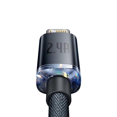 BASEUS Crystal Shine Hızl Şarj 2.4A 1.2M Lightning Şarj Kablosu - Siyah