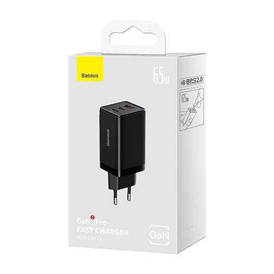 Baseus GaN5 Pro Type-C 65 Watt Hızlı Şarj Aleti - Siyah