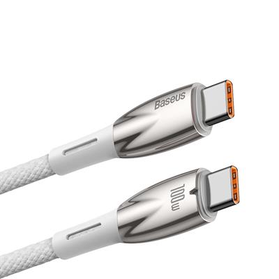 BASEUS Glimmer 100W Type-C to Type-C Şarj Kablosu 2M - Beyaz