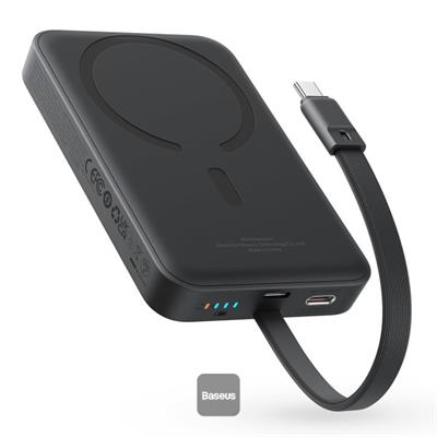 BASEUS Magsafe Mini Type-C Kablolu Wireless 30W 10.000 mAh Taşınabilir Şarj Cihazı - Siyah