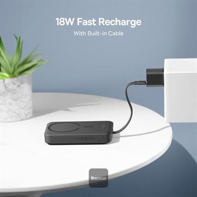 BASEUS Magsafe Mini Type-C Kablolu Wireless 30W 10.000 mAh Taşınabilir Şarj Cihazı - Siyah