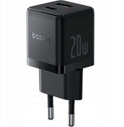 Baseus Palm 20W USB-C + USB-A Hızlı Şarj Adaptörü – Siyah