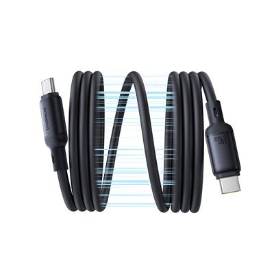Baseus PicoGo 240W USB-C to USB-C 1 Metre Manyetik Silikon Hızlı Şarj ve Data Kablosu - Siyah