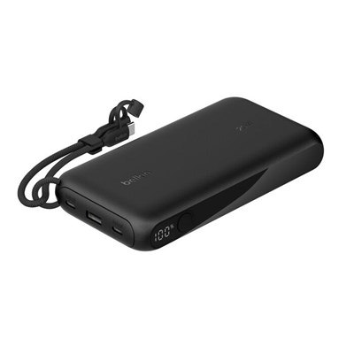 Belkin BPB028HQBK BoostCharge 20.000mAh 20W PD Dijital Ekranlı 3 Port Powerbank - Siyah