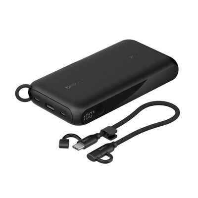 Belkin BPB028HQBK BoostCharge 20.000mAh 20W PD Dijital Ekranlı 3 Port Powerbank - Siyah