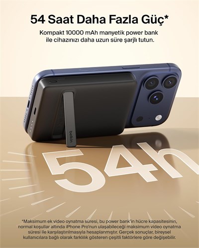 Belkin BPD016HQBK BoostCharge 10.000mAh Slim Powerbank Qi2 15W MagSafe Uyumlu (30W USB-C) - Siyah