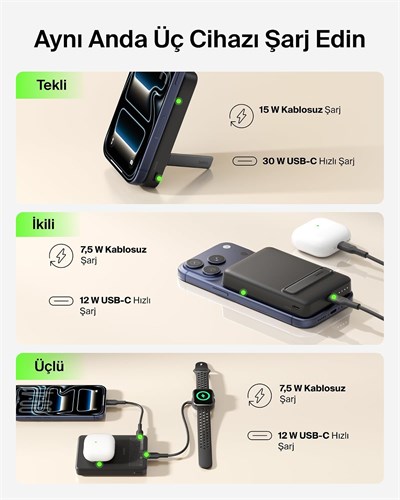 Belkin BPD016HQBK BoostCharge 10.000mAh Slim Powerbank Qi2 15W MagSafe Uyumlu (30W USB-C) - Siyah
