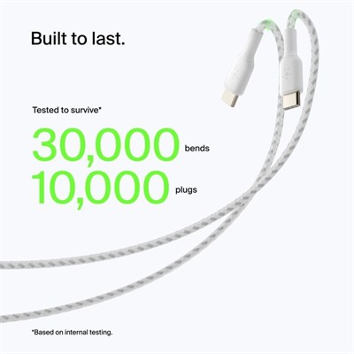 Belkin CAB002BT1MWH BoostCharge USB-C - USB-A 15W 1M Örgülü Şarj ve Data Kablosu - Beyaz