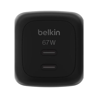 Belkin WCH020KQBK BoostCharge Pro 2-Port USB-C GaN 67W Şarj Adaptörü – Siyah