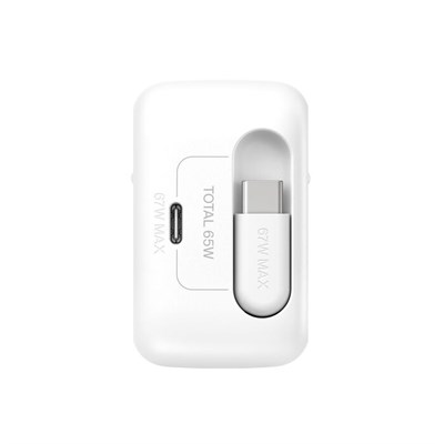 Belkin WCH022KQWH UltraCharge 67W GaN Geri Çekilebilir 1M USB-C Kablolu Hızlı Şarj Adaptörü - Beyaz