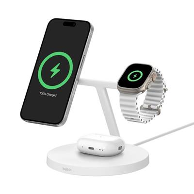 Belkin WIZ032KQWH BoostCharge Pro 3in1 Qi2 15W Kablosuz Şarj Standı - Beyaz