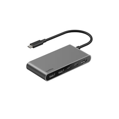Belkin AVC022HQSGY 5 Port USB-C Hub 4K HDMI Çift USB-C Çoklayıcı Adaptör - Uzay Grisi