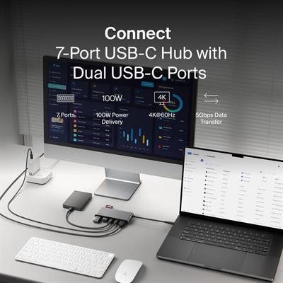 Belkin AVC023HQSGY 7 Port USB-C Hub 4K HDMI SD/microSD Çoklayıcı Adaptör - Uzay Grisi