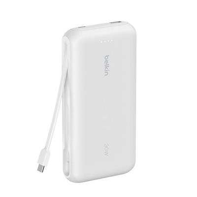 Belkin BPB024FQWH BoostCharge 20.000 mAh 30W Entegre USB-C Kablolu Powerbank – Beyaz