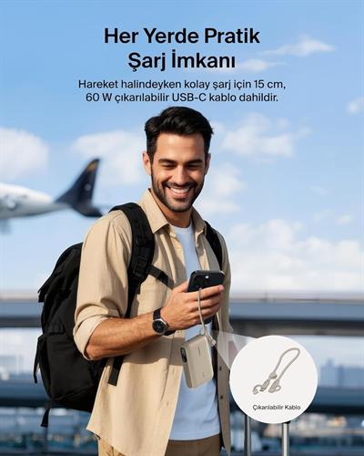 Belkin BPB027HQSD BoostCharge 10.000 mAh 20W USB-C Powerbank Dijital Göstergeli Taşınabilir Şarj Cihazı - Kum Rengi