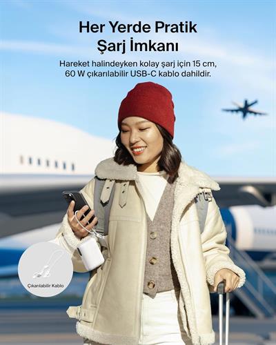 Belkin BPB027HQWH BoostCharge 10.000 mAh 20W USB-C Powerbank Dijital Göstergeli Taşınabilir Şarj Cihazı - Beyaz