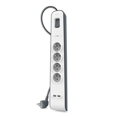 Belkin BSV401VF2M-V2 4lü 2M Akım Korumalı Priz + 2li 2.4A USB Girişi